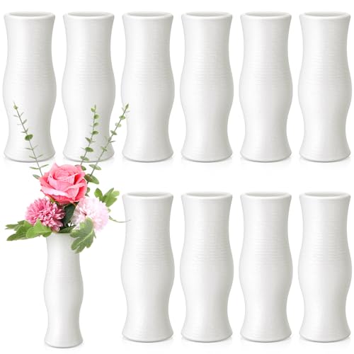 Didaey 10 Pack Composite Plastic Flower Vases Bulk White Small Boho Floral Vases for Dried Flower Bouquet Pampas Grass Centerpieces Fall Wedding Party Living Room Decor(Bohemian) - style: Bohemian