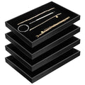 Velvet Jewelry Trays 4 Pcs Black Stackable Jewelry Organizer Trays for Earring Necklace Bracelet Ring Jewelries Storage Display Case - color: Black-4pcs