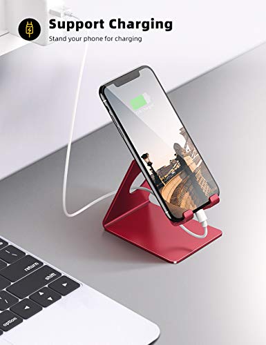 Lamicall Cell Phone Stand, Phone Dock : Cradle, Holder, Stand, Compatible with Phone 12 Mini 11 Pro Xs Xs Max Xr X 8 7 6 6s Plus 5 5s 5c All Android Smartphone Charging, Accessories Desk - Red - color: d-red