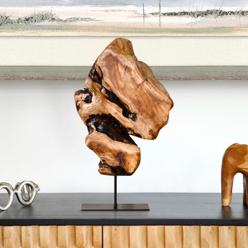 WELLAND Irregular Cedar Wood Sculpture 8.75" W x 1.75" D x 17.75" H Natural Edge Tabletop Statues, Handmade Ornaments, Décor for Living Room, Home Office, Bedroom, - size: Large