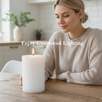4x6 Inch White Pillar Candles, 2 Packs, 300-Hours Long Burning Time Totally, Unscented Large White Candles for Mantel Decor, Home Holiday Table Decor, Smokeless & Dripless - size: 4x6