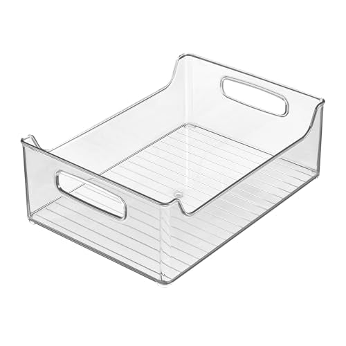 iDesign Plastic Stackable Pantry Bin - Storage Bin with Handles for Cabinets or Fridge - Set of 4 - Clear - style: Pack of 4