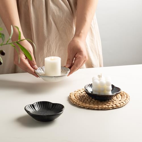 Ceramic Pillar Candle Holder Plates, Decorative Candlestick Holder, Tea Light Incense Santo Palo Holders, for Dinning, Party, Wedding, Birthday, Anniversary Decorations, 1pack (Vintage White) - color: Vintage White