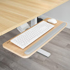 VIVO Adjustable Computer Keyboard and Mouse Platform Tray Ergonomic Under Table Desk Mount Drawer Underdesk Shelf, Light Wood, MOUNT-KB03C - color: Light Wood, size: 25"
