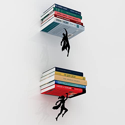 Artori Design Floating Bookshelf for Kids, Invisible Metal Book Shelf, Wall Decore Book Lovers Bookshelf (Wondershelf+Supershelf) - size: Wondershelf + Supershelf