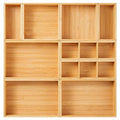 Fabsome Drawer Organizer, Set of 9 Bamboo Wood Kitchen Makeup Desk Junk Tea Drawer Storage Boxes Bins for Cutlery Silverware Utensils Flatware, Small Wooden Container Tray for Bathroom, Office - size: 2''H 9 Boxes