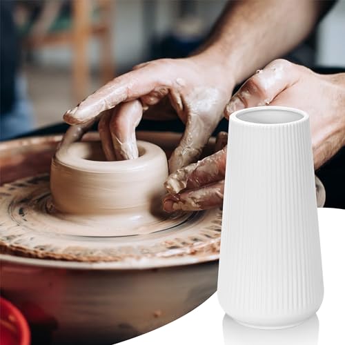 White Ceramic Vase, GUKJOB Small Cute Flower Vase for Pampas Grass, Home, Living Room, Dining Table, Farmhouse, Office Decor, Bedroom, Table, and Kitchen Shelf (White- 2PCS) - color: Small White - 2pcs