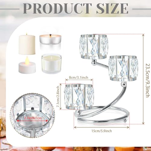 Metal 3 Arm Crystal Candle Holder - Tea Light Centerpiece Candle Holder, Votive Holder with Sparkling Crystal Bowl, Suitable for Wedding, Table Centerpiece, Home Decor (1, 3 arm-Silver) - size: 3 arm-Silver