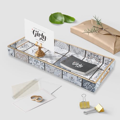 Bathroom Vanity Tray for Countertop, Small Plastic Toilet Tank Tray Versatile Storage & Organization Tray for Makeup, Perfume, Desk, Kitchen, Candles, 13.7"x6"x1.4", 35Boho3 - color: 15multi3