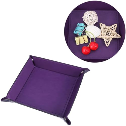 siduater Valet Tray Desktop Storage Organizer – Vegan Leather Catchall Tray Bedside Vanity Tray Nightstand Caddy Holder for Remote Controller, Watch, Keys, Phone, Wallet, Coin, Jewelry, Purple - color: Purple