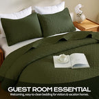 JYHOPE Olive Green Twin Quilt Set 68x90 Lightweight Microfabric Bedspread, 3-Piece Quilt Bedding with Pillow Shams, Summer Cooling Quilts, Ribbon Wrapped Gift - color: Weave Pattern-olive Green, size: Twin(68x90)