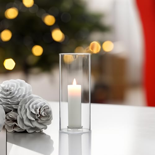 WGVI Hurricane Candle Holder Sleeve, Wide 3", Height 6", Clear Glass Cylinder Candleholder, Chimney Tube, Open Ended Candle Shade, 1 Piece - size: 3"x6"H