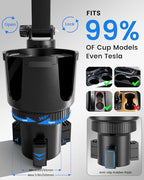 OHLPRO Cup Holder Tablet Mount for Car, Anti-Shake iPad Stand with Drink Holder Fits 5-17" iPad, Tab S10, iPhone, Heavy Duty Truck Vehicle Auto Accessories, Dual Handle Slots Large Mugs - size: for 5-17'' tablet