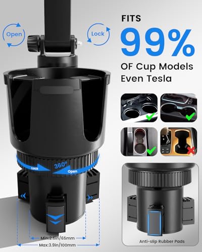 OHLPRO Cup Holder Tablet Mount for Car, Anti-Shake iPad Stand with Drink Holder Fits 5-17" iPad, Tab S10, iPhone, Heavy Duty Truck Vehicle Auto Accessories, Dual Handle Slots Large Mugs - size: for 5-17'' tablet
