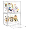 Acrylic Display Case,3 Layer Clear Display Case Adjustable Display Box Stand with 2 Movable Dividers 2 Pack Small Showcase Magnetic Door for Collections Mini Figures - size: S-2pack