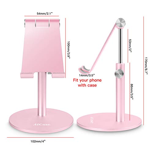 AICase Adjustable Tablet/Phone Stand, Telescopic Adjustable iPad Stand Holder,Universal Multi Angle Aluminum Stand Compatible with Smart Cell Phone/Tablet/iPad(4-13 inch), Rose Gold - color: Rose Gold