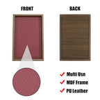 Wooden Valet Tray with Leather Base, EDC Catch All Tray Nightstand Entryway Table Vanity Organizer 11.8x7.9, Red - color: Red