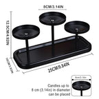 3arms Pillar Candle Holder Tray, Metal Black Candlestick Holder, Candle Holders Set of 3, for Dining Room, Table Centerpiece Decor,Decorative Tray - size: pillar's 3arms