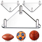 Happyseason 3-Pack Acrylic Football Stand, Basketball Stand with Stainless Steel Rods, Soccer Ball Holder, Volleyball Holder, Round-Edge Rack for Balls, Easy to Assemble (Clear)