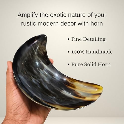 Moon Shape Horn Made Dish Tray for Dining Table Decent Design Decorative Functional Moon Shape Tray to Serve Snack Catch-All Tray-Decor Tray-use as Coffee Table Tray Entryway Farmhouse Décor Bowl