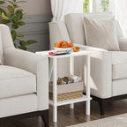 TUTOTAK End Table, Side Table, Nightstand, 2-Tier Storage Shelf, Sofa Side Table for Small Space, Living Room, Bed Room V1TB01BW034 - color: Pure White