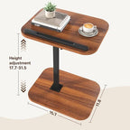 TV Tray Table, Adjustable Height, Flip-Top, Snack Side Table with 360° Swivel and 180° Tilt, C Shaped End Table for Couch, Sofa, Bed, Recliner, Walnut - color: Walnut