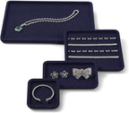 Microfiber Jewelry Trays Stackable Ring Earring Bracelet Necklace Bangle Watch Display Tray Drawer Organizer 7.87 * 7.08 * 0.59inch (Blue - color: Blue, size: 18*20cm Tray