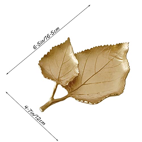 Small Leaf Shaped Trinket Dish, Decorative Gold Jewelry Dish Tray, Ring Hodler Dish Jewelry Organizer - color: 2-Tier Mulberry Leaf