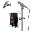 elitehood Metal iPad Holder for Mic Stand, 360° Adjustable Mic Stand Tablet Holder, Aluminum iPad Mount for Music Microphone Stand, Compatible with 4.7-13" Tablets and Cell Phones - size: 4.5in - Single Ball Joint