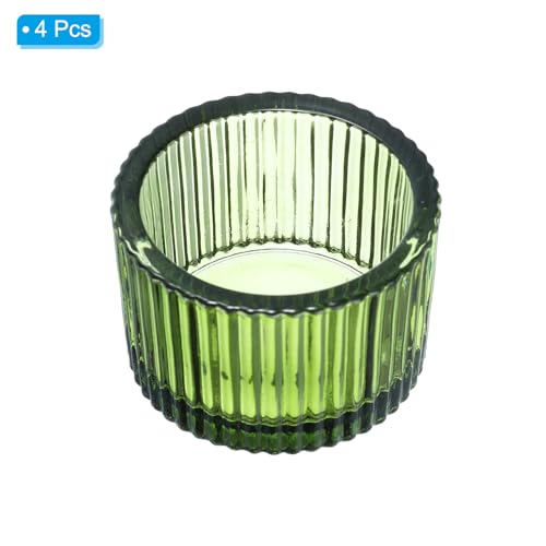 PATIKIL 4 Pcs Tealight Candle Holder, Tea Lights Candle Holder Glass Votive Candle Holders Glass Candle Holders for Table Centerpiece Decor Wedding Dinner Party, Green - color: Green