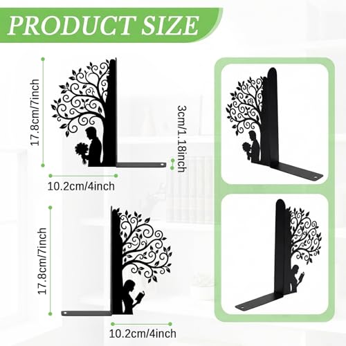 Sanwarm Metal Bookends Tree Love Book Ends Decorative Bookend for Home Office Library Desk Book Shelves Decor, Gift for Reading Enthusiasts Non-Skid Book Stoppers Holder (Black 1 Pair) - color: Vintage Tree