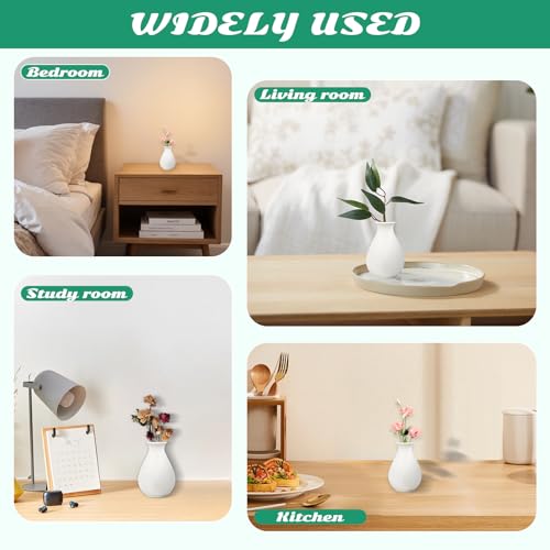 15 Pack White Ceramic Bud Vases Bulk, 3.9 Inch Premium Boho Small Flower Vases White Ceramic Vases for Centerpieces for Pampas Garss Dry Flowers Home Wedding Table Decor
