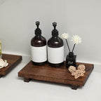 (12 x 7 Inch) Wood Riser Soap Tray, Farmhouse Wood Pedestal Stand for Kitchen Counter Sink, Rustic Wooden Riser Decorative Bathroom Counter Dishes Plant Bottles Candles Display - style: Country Rustic