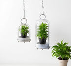 5" & 4" Wide Versatile Metal Candle Holder in Shabby White with Handmade Thick, Heavy & Sturdy Glass Dome for Pillar Candle, Industrial, Modern, Shelf, Mantel, Veranda, Porch - color: White Shabby