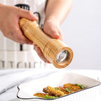 Wooden Pepper Grinder Pepper Mill Kit Manual Mills Solid with Strong Adjustable Ceramic Grinders for Grinding Spices, Cumin, Sesame, Paprika, - color: C Wood Colour Pepper Mill