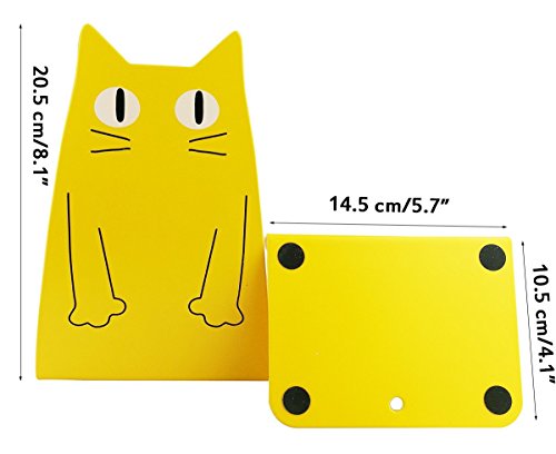 TOBSON Cute Cat Heavy Duty Bookend Nonskid Bookends Art Decoration,A Pairs(Yellow) - color: Yellow