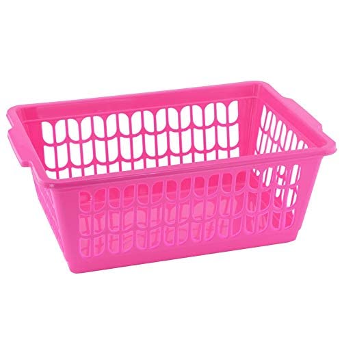 YBM HOME Plastic Perforated Storage Basket Bin Office Drawer, Shelf Desktop Countertop Tray Organizer 32-1188 (1, Pink) - color: Pink, size: Pack of 1