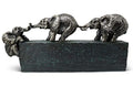 Vaudagio Sculpture Family Ties - Timeless Symbol of Families & Team Togetherness - Ornament 17 inch Long in Grey & Silver - Statue Elephant as a Gift or Decoration - Elephants Stronger Together