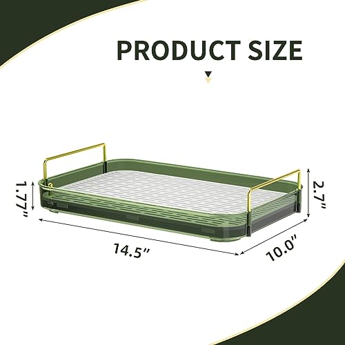 Seoneiro Whiskey Tray, Glass Cup Rack, Mug Holder, Coffee Cup Organizer, Bathroom Countertop with Drain Board Wine Glass Decorative Organizer, Food Tray, Kitchen Spice Rack - color: Dark Green-1