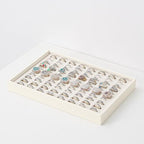 Stackable Jewelry Organizer Tray For Drawers,White Leather Small Earring Storage Tray,Bracelet And Necklace Display Box,Jewelry Ring Display Case (Creamy White 80 Grids Ring) - style: Creamy White 80 Grids Ring