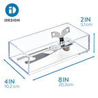 IDesign Decorative Countertop Vanity Tray Organizer for Bathroom, Bedroom, Closet, Entryway, The Clarity Collection – 4” x 8” x 2”, Clear, Small - size: Small