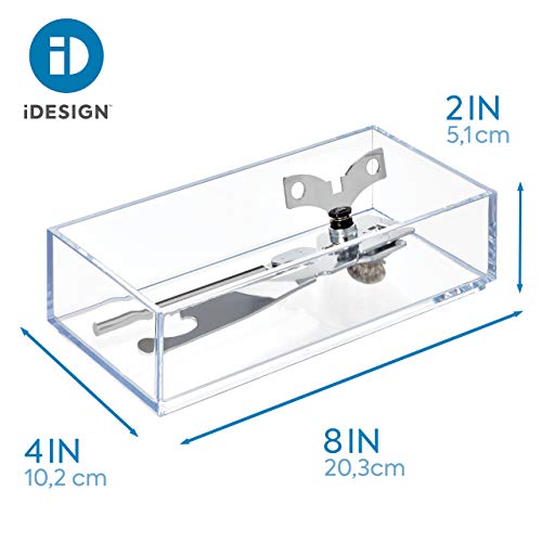 IDesign Decorative Countertop Vanity Tray Organizer for Bathroom, Bedroom, Closet, Entryway, The Clarity Collection – 4” x 8” x 2”, Clear, Small - size: Small