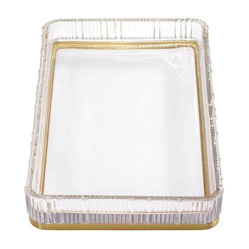 Nicole Miller - Vanity Tray, Glass Countertop Accessories, Dorm Room Essentials (Louise Collection, Clear) - size: 40" x 28" x 5"