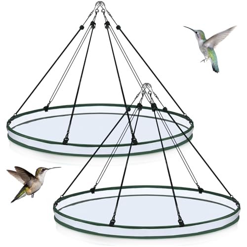 FoldTier 2 Pieces 30 Inch Universal Wild Bird Seed Catcher Hanging Hoop Platform Bird Seed Catcher Tray for Hummingbird Feeders Bee Feeder Outdoor Garden Accessories