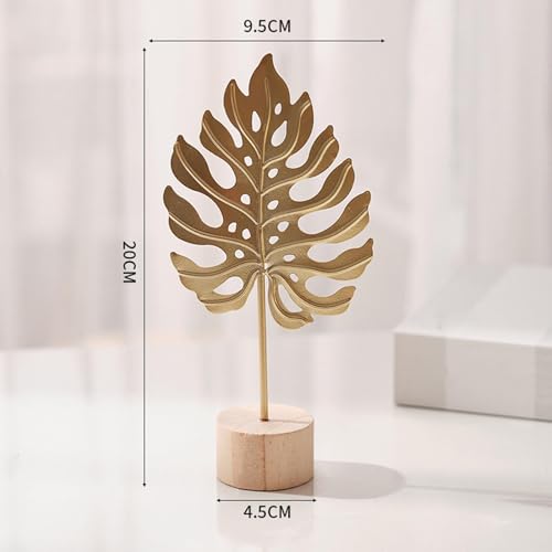 Fenteer Leaf Sculpture Metal Leaf Statue Art Figurine Crystal Ball Ornament Iron with Wood Base Elegant Decoration Suitable for Bedroom Living Room Office GIF