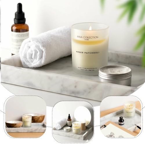 Natural Marble Tray, Stone Tray for Bedroom/Bathroom/Kitchen/Vanity Countertop, Jewelry Tray for Rings Earrings Necklace Bracelet Watch, Room Decor Aesthetic - color: Carrara White, size: 11.8" x 7.9" x 1.2"