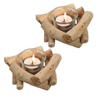 Sziqiqi Handmade Wooden Tea Light Candle Holder with Glass Cup Rustic Country Coastal Style for Farmhouse Home Decoration Seaside Decor Holoday Wedding Decoration Pack of 2 - size: Pack of 2
