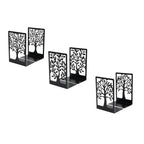 YXQ Book Ends for Shelves Decorative,Tree Metal Bookend Supports for Home Office School Heavy Books, Set of 3 Black Book Holders for Shelf Unique Decoration Book Stoppers