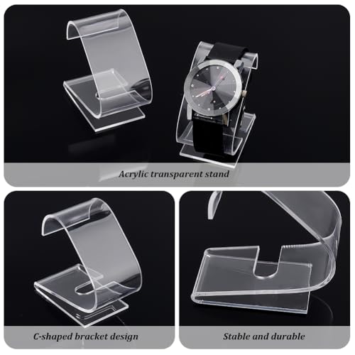 PH PandaHall 2pcs Clear Watch Stand, 2.4 x 2.4 x 1.3 inch Single Watch Holder Display Acrylic Bracelet Display Rack Jewelry Holder Stand Watch Organizer Storage for Women