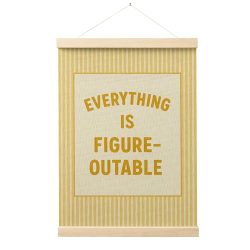 FGFK Everything Is Figureoutable Positive Affirmations Wall Art Poster Hanger Frame, Retro Yellow Inspirational Canvas Prints Framed Wall Decor for Office Classroom Home Bedroom, 12x16 Inch - color: Retro Yellow